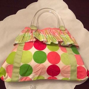 Fun Fabric Handbag Shades of Pink & Green